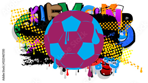 Football Ball graffiti. Abstract modern street art decoration performed in urban painting style.