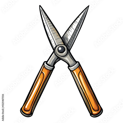 High-resolution close-up of a pair of professional kitchen shears, showcasing their sharp blades and ergonomic handles.  Focus on the detail of the metallic sheen and precision engineering.