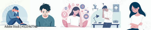 Set of sad people vector image