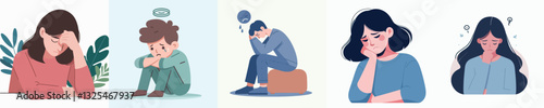 Set of sad people vector image