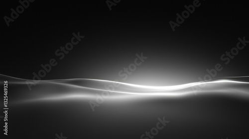 Bright White Light Waves on a Black Background, Perfect for Design Backdrops.