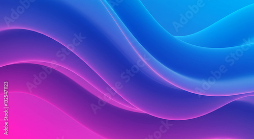 Smooth 3D abstract waves with a vibrant blue and pink gradient on a modern digital background