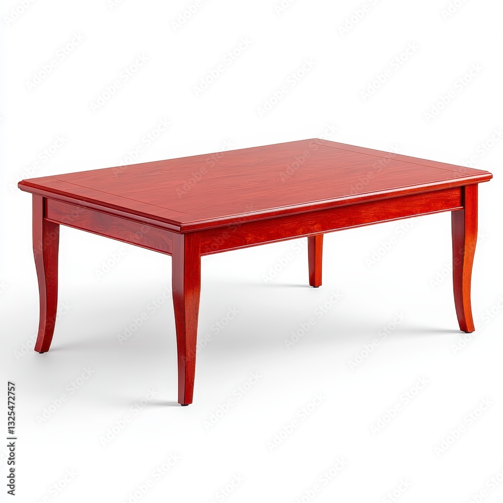 Elegant Cherry Wood Coffee Table With Curved Legs, Generative AI. Elegant Cherry Wood Coffee Table With Curved Legs, Generative AI.