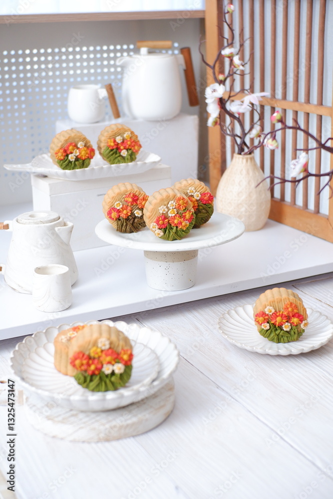 Mooncakes on the table Mooncakes on the table
