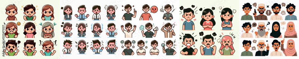 Angry People Vector Image Set Angry People Vector Image Set