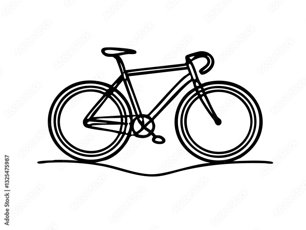 Fototapeta premium Line art bicycle on a transparent background
