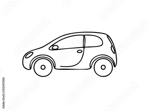 Line drawing of a compact car on a transparent background