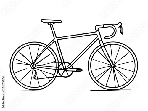 Line art bicycle design on transparent background