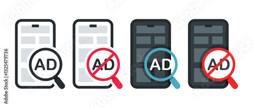 Ad blocker on smartphone icon. illustration vector