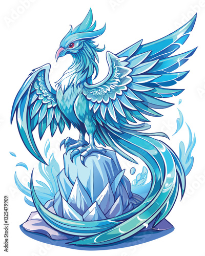 A majestic phoenix, sculpted from solid, transparent ice, wings outstretched,  glowing subtly from within.  Detailed, realistic rendering.