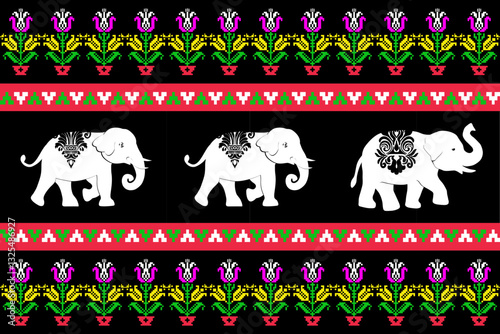 elephants pattern, Geometric
Beautiful Thailand,thai pattern,seamless,Traditional,ethnic,fabric pattern for textiles,rugs, wallpaper,clothing, sarong,batik,wrap,embroidery,print,background,cover, illu