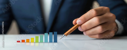 Business leader reviewing key performance indicators on a data t