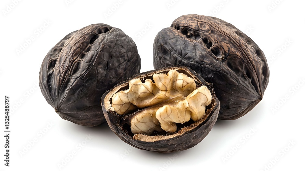 Black walnuts isolated on white background Black walnuts isolated on white background