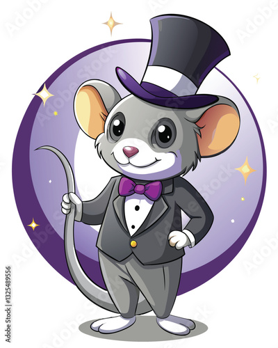 A dapper mouse in a gray tuxedo, bravely holding a tiny shield reflecting moonlight.  Detailed illustration, whimsical style.