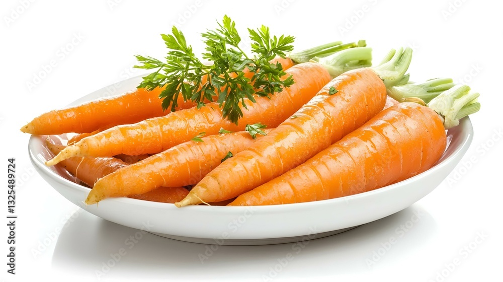 Cooked carrots plate isolated on white
