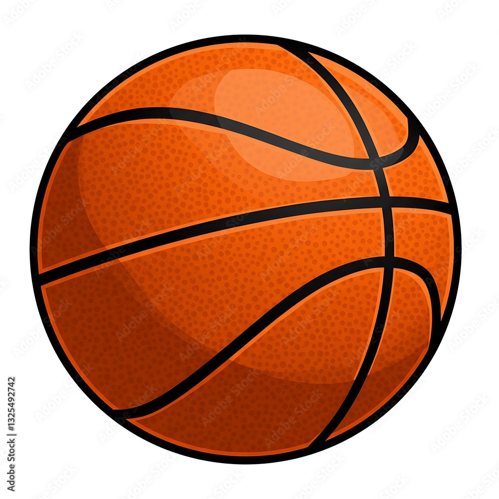 Fototapeta premium Isolated Basketball Illustration with Black Lines on White Background