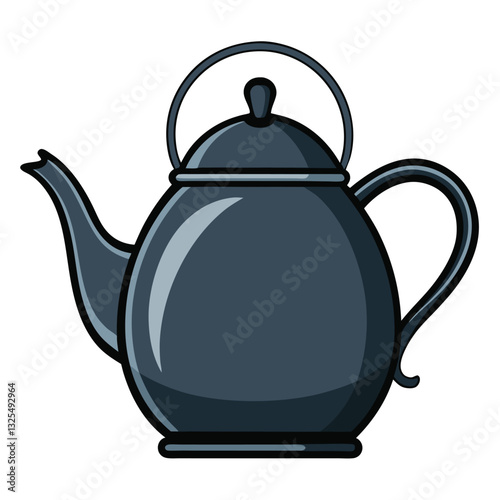 Create a dramatic silhouette of a single teapot, spout prominent, against a vibrant sunset.