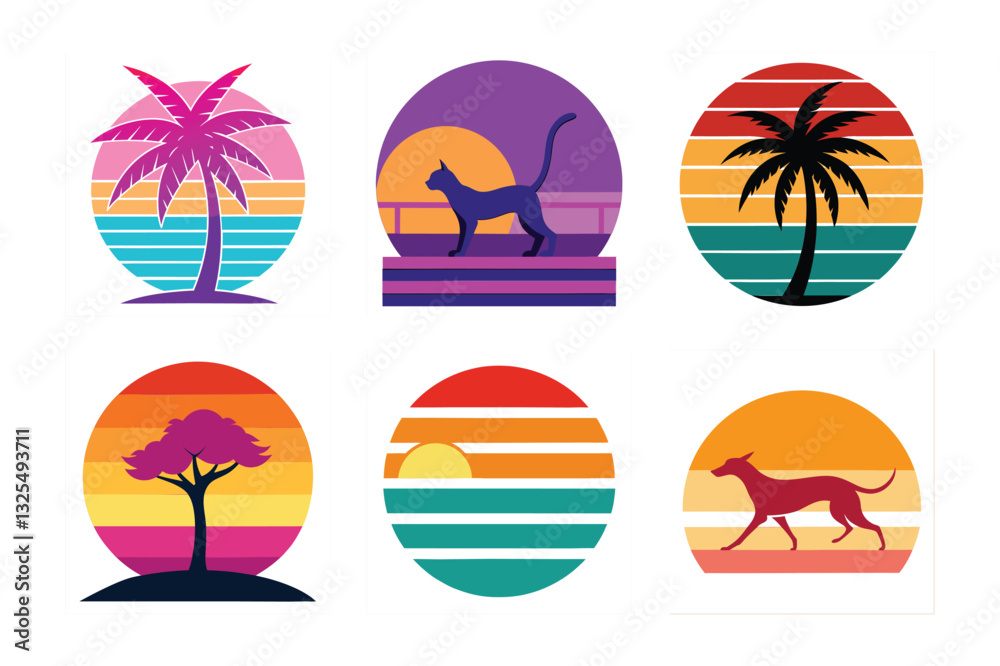 Fototapeta premium set of vector beach icons