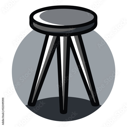 Create a minimalist digital artwork depicting a single stool silhouette, subtly textured, against a clean background.  Focus on sharp lines and simple forms.