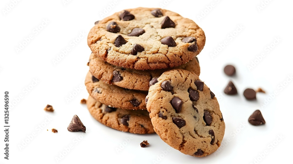 Chocolate chip cookies stack isolated on white Chocolate chip cookies stack isolated on white
