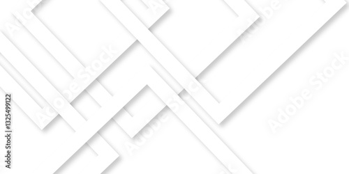 White abstract geometric background with white paper sheets soars as abstract spaces with rectangles, parallel stripes, perspective, shadows in simple strict modern material in triangle and square.	
