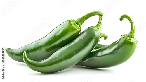 Organic serrano pepper isolated on white