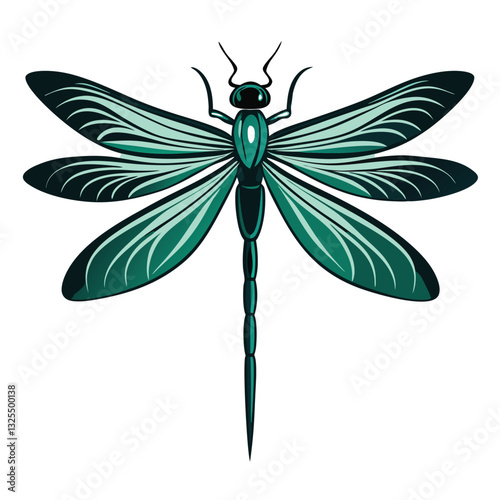 Create a detailed silhouette of a single dragonfly, wings outstretched, against a twilight sky.  The 't' should be subtly incorporated into the design.