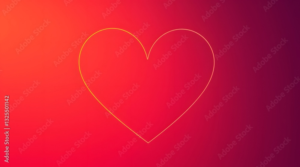 Heart Outline on Warm Gradient Background for Valentine's Day Heart Outline on Warm Gradient Background for Valentine's Day