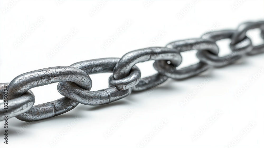 Fototapeta premium Links of a new chain on a white background, isolated