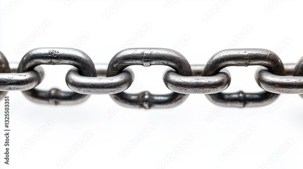 Fototapeta premium Links of a new chain on a white background, isolated