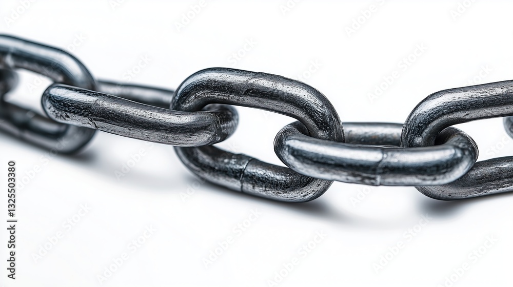 Fototapeta premium Links of a new chain on a white background, isolated