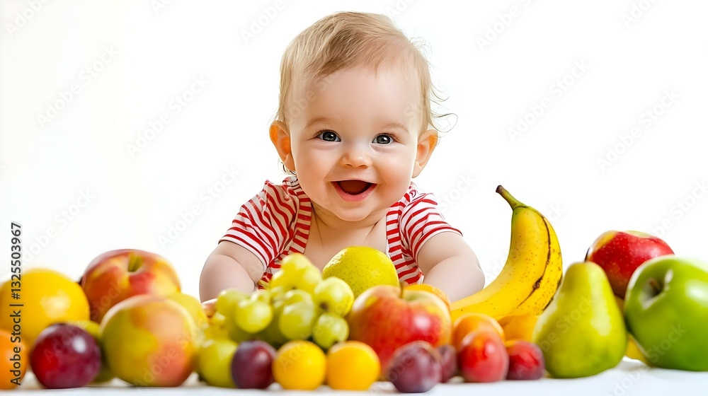 Baby having a table full of healthy food Baby having a table full of healthy food