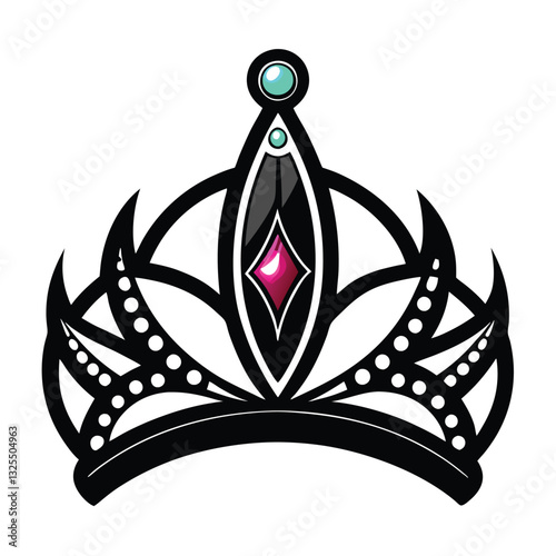 A dramatic silhouette of a single, ornate tiara, subtly hinting at a single tear or sin.  High contrast, black and white.