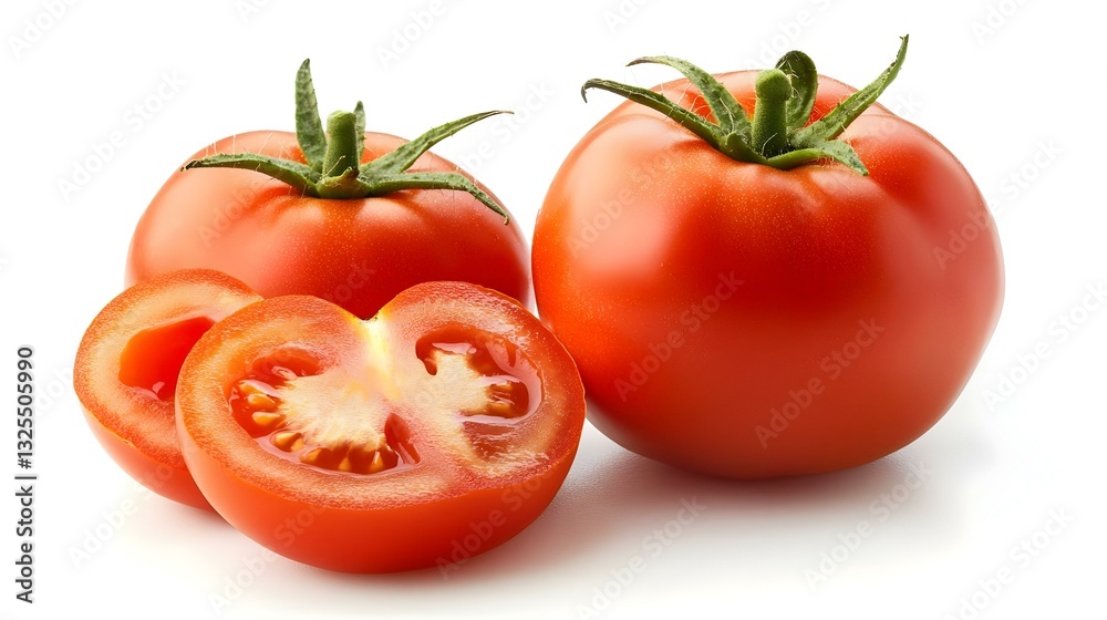 Composition with whole and sliced tomatoes Composition with whole and sliced tomatoes