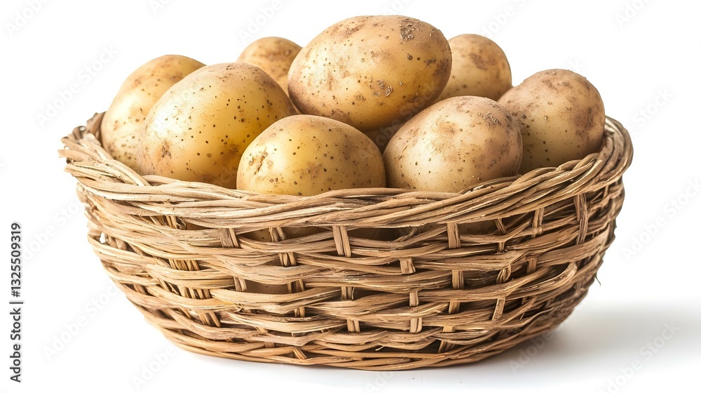 Potato basket on white background horizontal Potato basket on white background horizontal