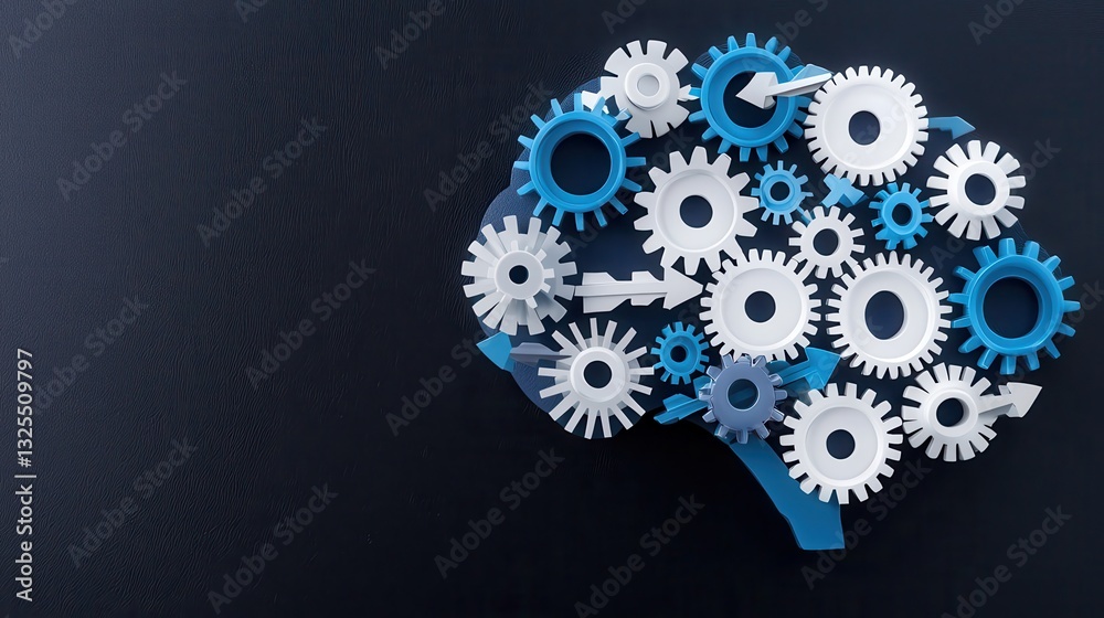 custom made wallpaper toronto digitalA stylized brain composed of interlocking gears symbolizes creativity, intelligence, and the interconnectedness of thought processes.