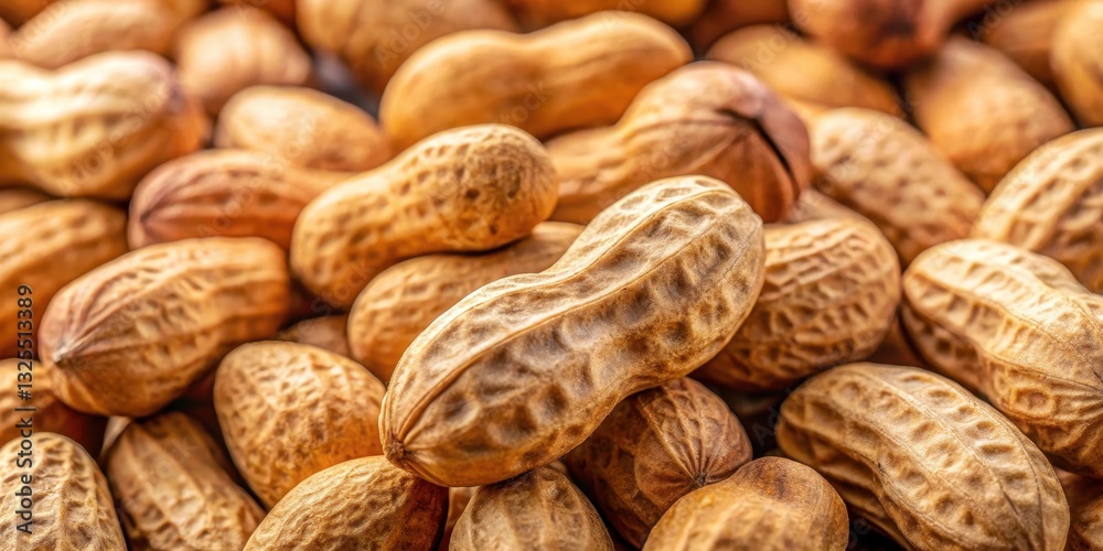 Brown dried peanuts with visible kernels and shell in close-up view, nut, peanuts