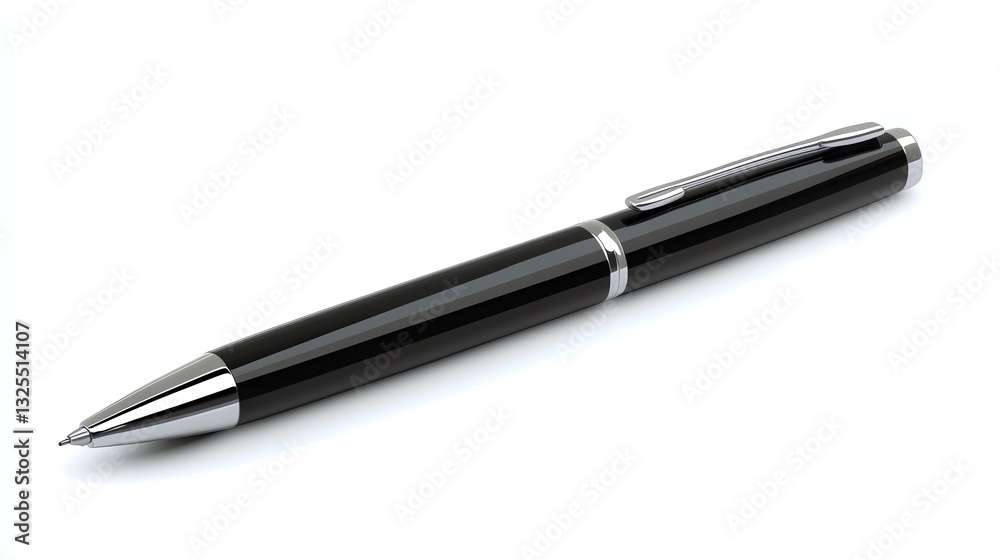 A sleek black pen with a chrome accent, designed for writing with elegance and precision. A sleek black pen with a chrome accent, designed for writing with elegance and precision.