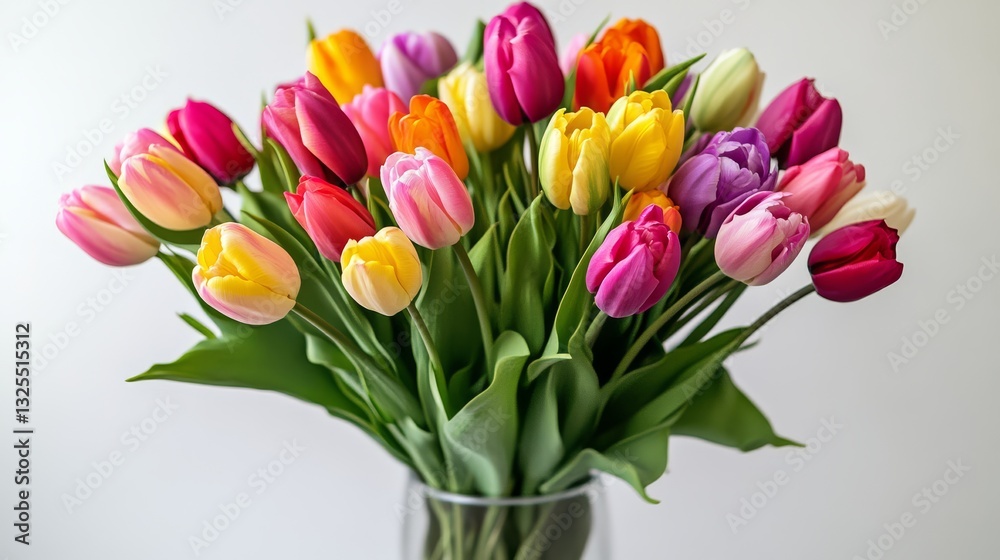 Obraz premium Vibrant tulip bouquet floral arrangement home decor bright environment close-up view nature's beauty