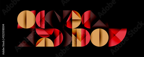 Abstract geometric pattern with intersecting circles and triangles in gradients. The high-contrast composition creates depth and a dynamic, modern aesthetic
