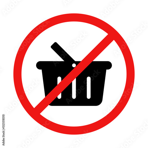 No Shopping Basket Sign on White Background