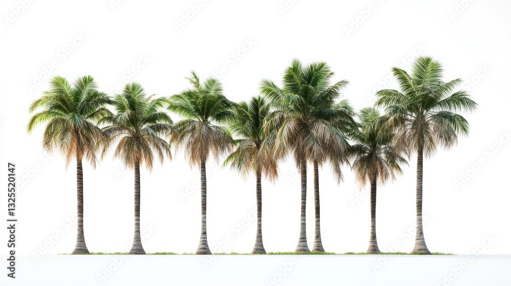 Obraz premium Row of palm trees isolated on white background