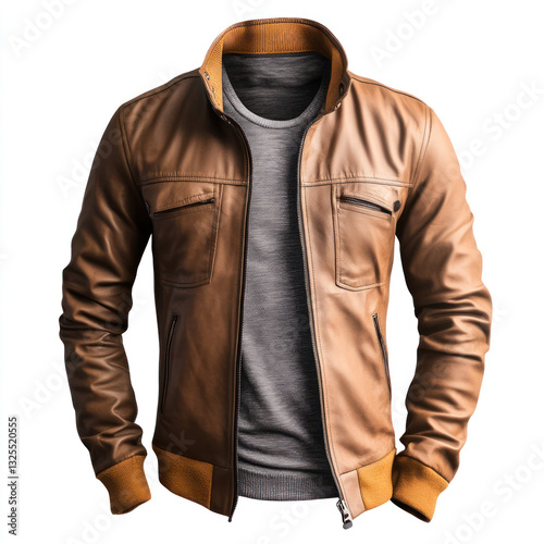 the man's  brown shirt on white