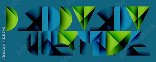 Abstract geometric pattern with intersecting circles and triangles in gradients. The high-contrast composition creates depth and a dynamic, modern aesthetic