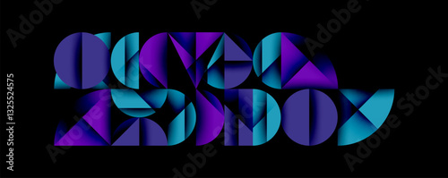 Abstract geometric pattern with intersecting circles and triangles in gradients. The high-contrast composition creates depth and a dynamic, modern aesthetic