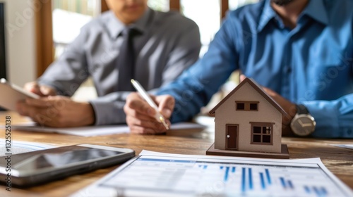 A homeowner reviewing mortgage amortization charts with a financial advisor.