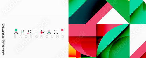 Abstract geometric artwork with interwoven angular and curved shapes, dynamic composition with smooth gradients and bold contrasts