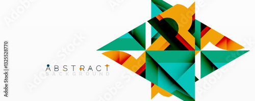 Abstract geometric artwork with interwoven angular and curved shapes, dynamic composition with smooth gradients and bold contrasts