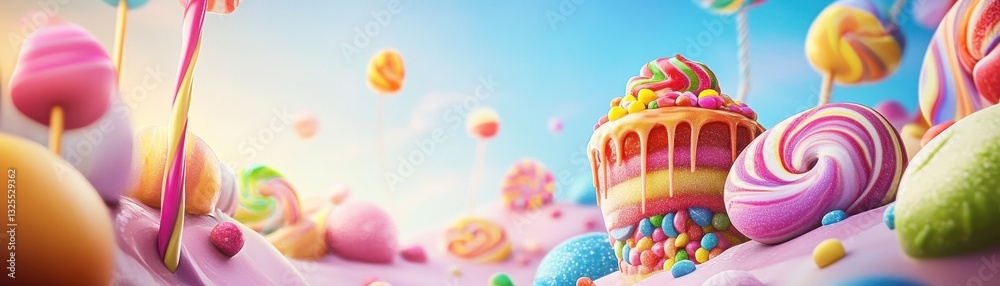 custom made wallpaper toronto digitalVibrant fantasy candy landscape with colorful confections and sweets.