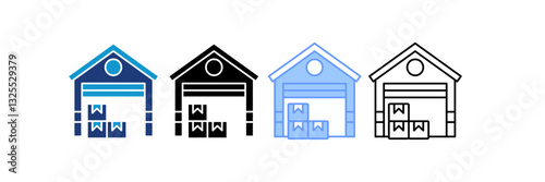 Warehouse icon set multiple style collection
